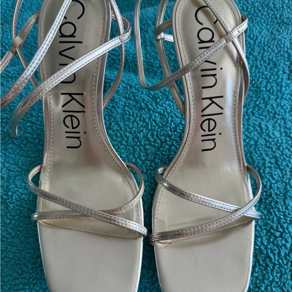 Calvin Klein Women's Silver Strappy Sandals